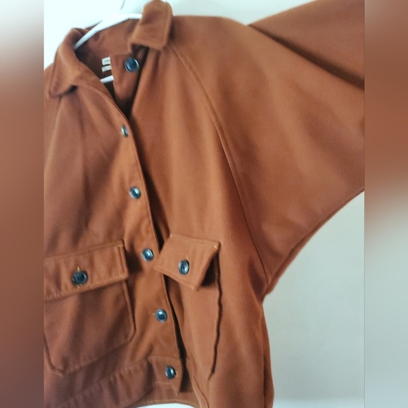 Urban Outfitters Oversized Fleece Shacket Size Small Rust Large Pockets - Picture 6 of 13